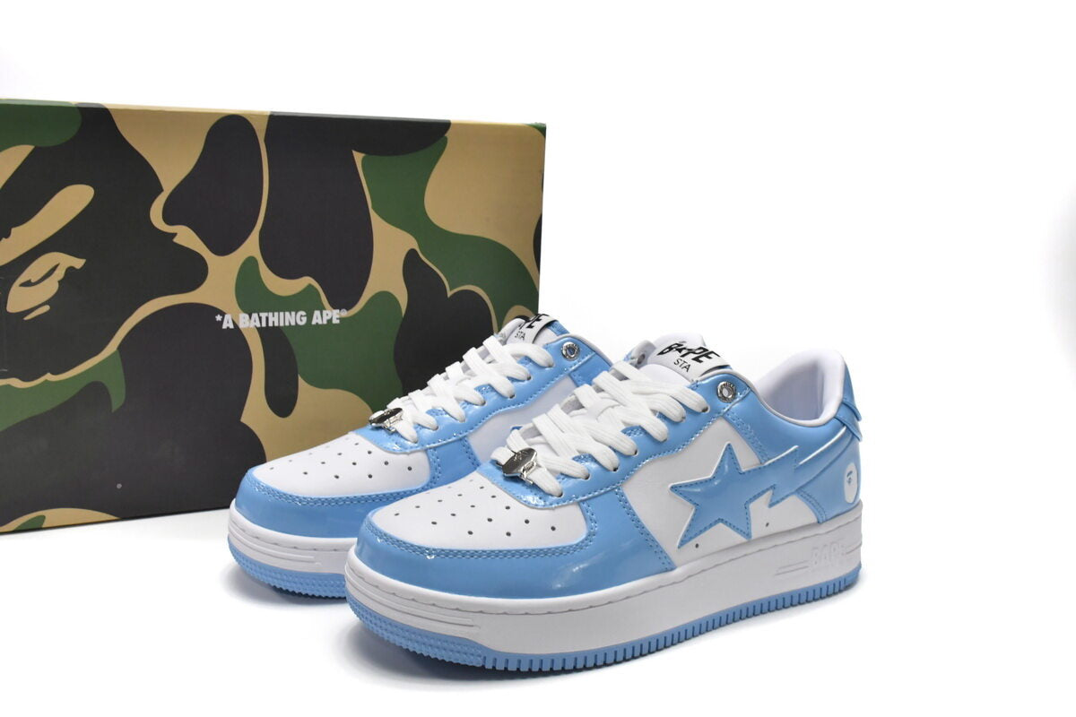 Bapesta A Bathing Ape Bape Sta Low White Blue 1M70-191-001