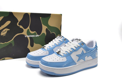 Bapesta A Bathing Ape Bape Sta Low White Blue 1M70-191-001