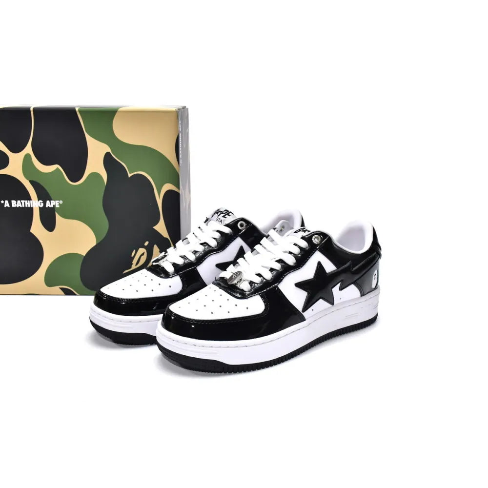 Bapesta Bathing Ape Bape Sta Low Black White 1H70-191-001